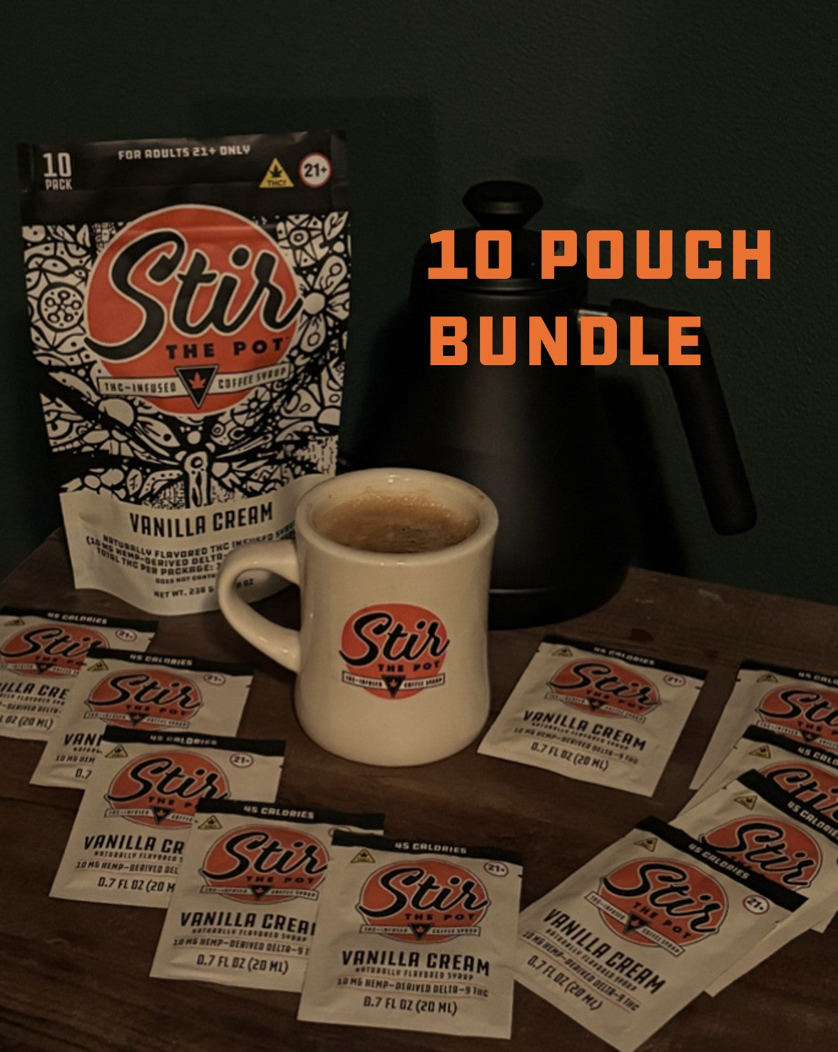 Vanilla Cream THC Coffee Syrup — 10 Pouch Bundle | Stir The Pot