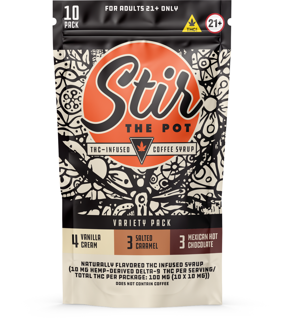 Stir The Pot - THC-Infused Flavored Syrup Variety Pack (10-10 mg Servings) - Price includes shipping and Adult Verification fee [Reservations Only]