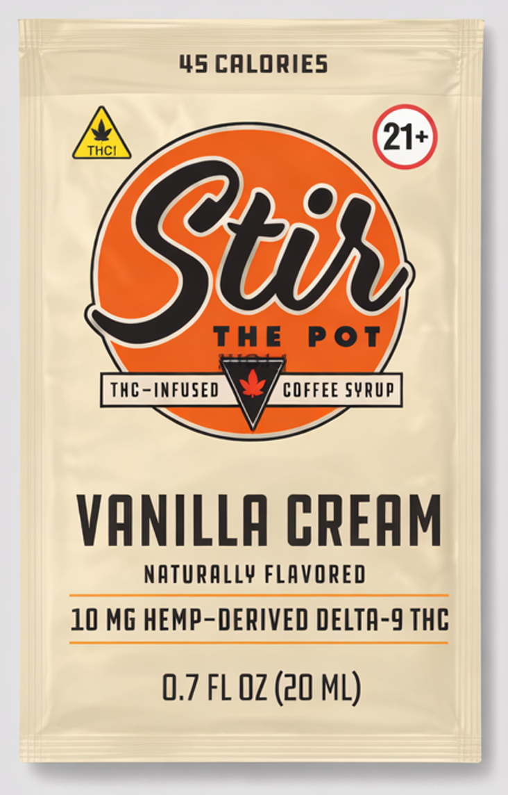 Vanilla Cream THC-Infused Coffee Syrup — 2 Pouch Bundle (20 Sachets, 10 mg Each)